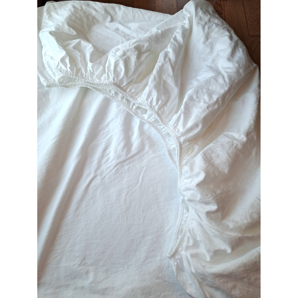 Ikea 100% Cotton White Fitted Sheet Deep Pocket Queen
